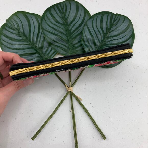 Unbranded Black Pink White Gold Light Embroidered Rose Lace Zip Around Wallet - Picture 3 of 8